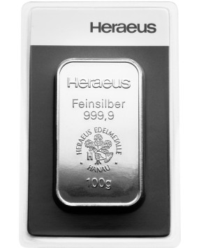 100 g Silver Bar - Heraeus 999,9/1000