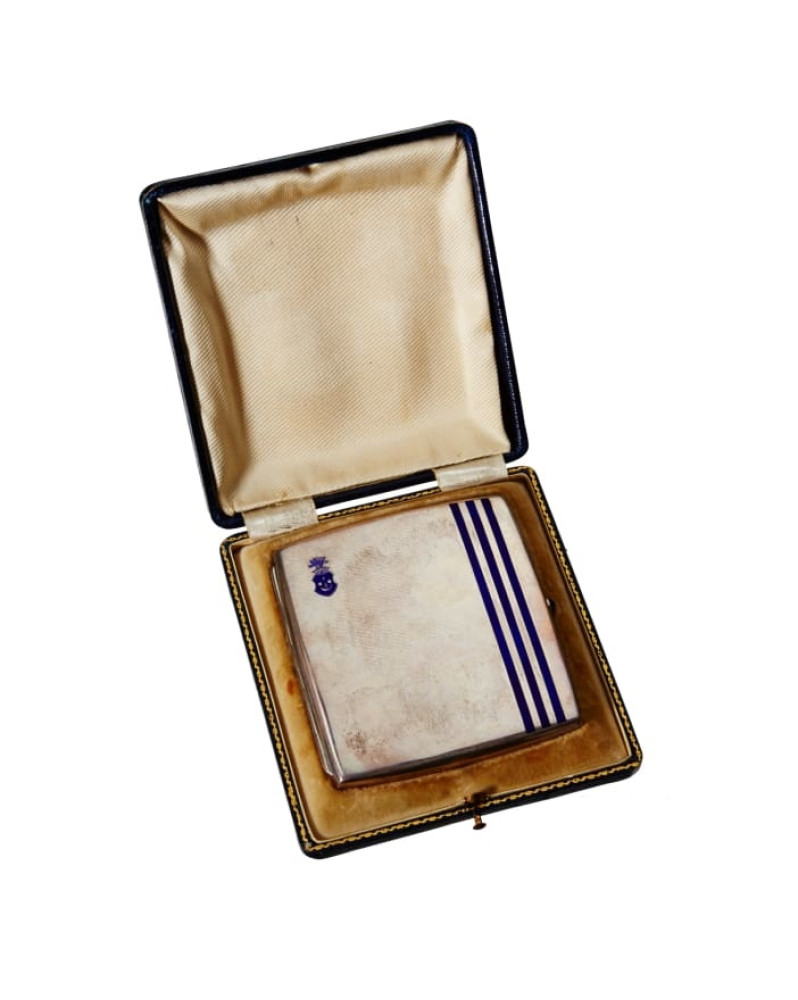 A Silver Trophy Cigarette Case for Horse Jumping