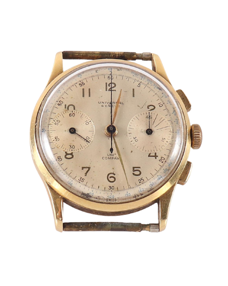 Unique gold antique wristwatch by Universal Genève - UNI-COMPAX - Chronograph